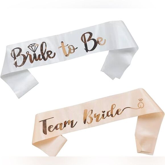 BACHELORETTE SASHES - Pink White + Gold. Set of 7. NWT - Picture 4 of 6